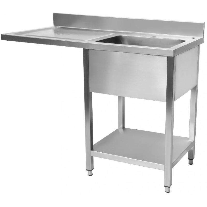 Plonge inox esp LV L1200XP600XH850MM EG gauche 1 bac  Plonges inox esp.  lave-vaisselle par ProInox Cuisto Dépôt